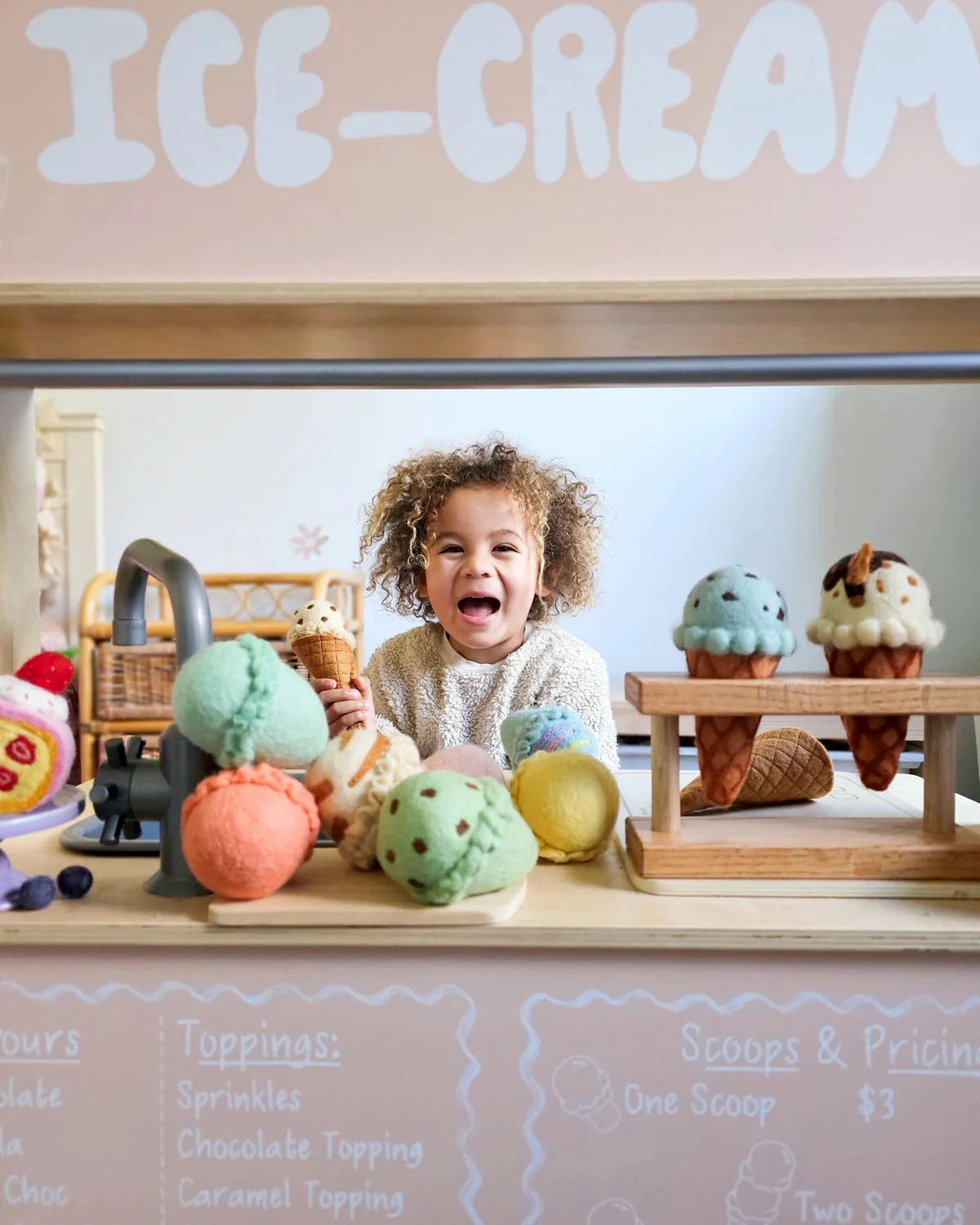 Tara Treasures - Felt Ice Cream Set | Waffle Cones and 9 Ice Cream Scoops Felt Toy Tara Treasures 