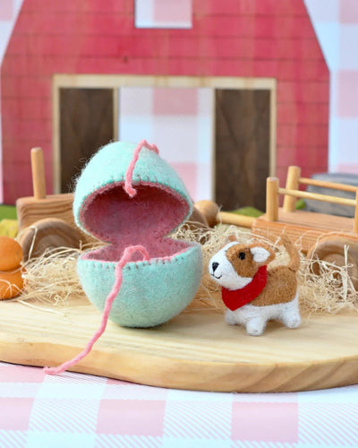 Tara Treasures - Felt Surprise Egg with Corgi Puppy Inside Felt Toy Tara Treasures 