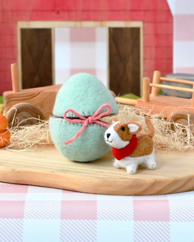 Tara Treasures - Felt Surprise Egg with Corgi Puppy Inside Felt Toy Tara Treasures 