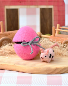 Tara Treasures - Felt Surprise Egg with Spotted Piglet Inside