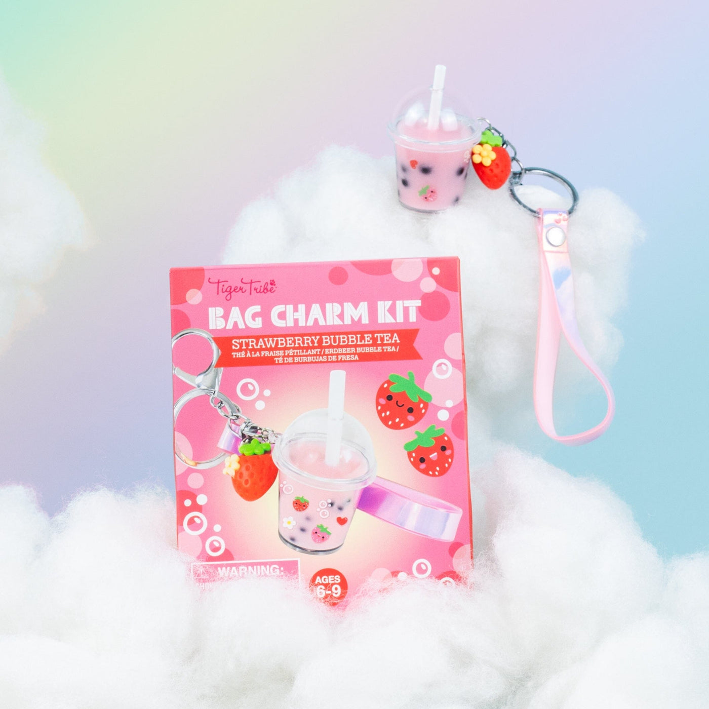 Tiger Tribe Bag Charm Kit - Strawberry Bubble Tea Activity & Craft Tiger Tribe 