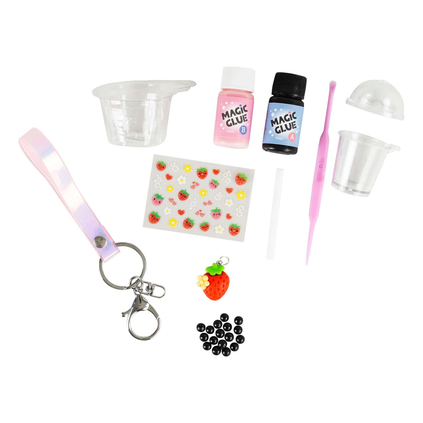 Tiger Tribe - Bag Charm Kit | Strawberry Bubble Tea Activity & Craft Tiger Tribe 