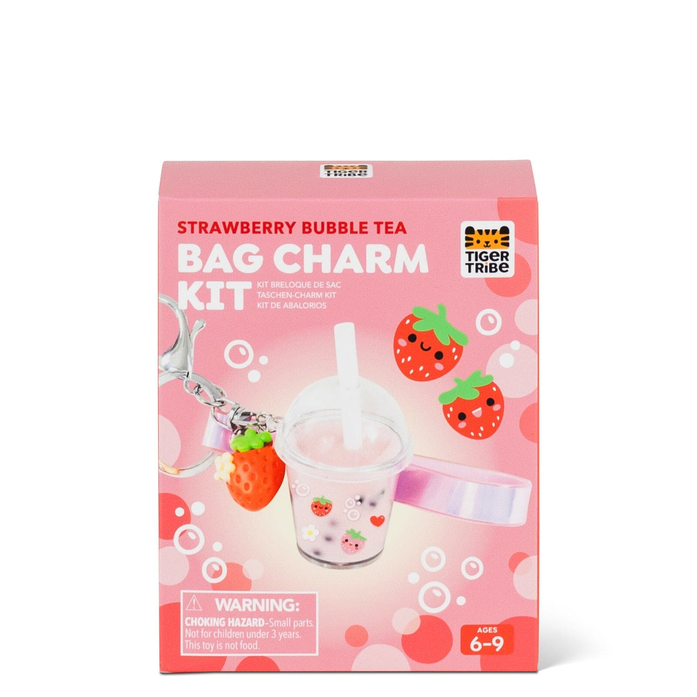 Tiger Tribe - Bag Charm Kit | Strawberry Bubble Tea Activity & Craft Tiger Tribe 