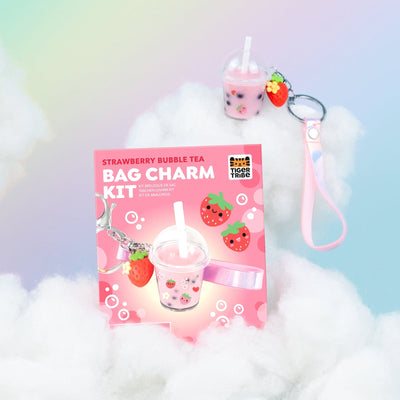 Tiger Tribe - Bag Charm Kit | Strawberry Bubble Tea Activity & Craft Tiger Tribe 