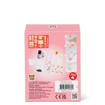 Tiger Tribe - Bag Charm Kit | Strawberry Bubble Tea Activity & Craft Tiger Tribe 