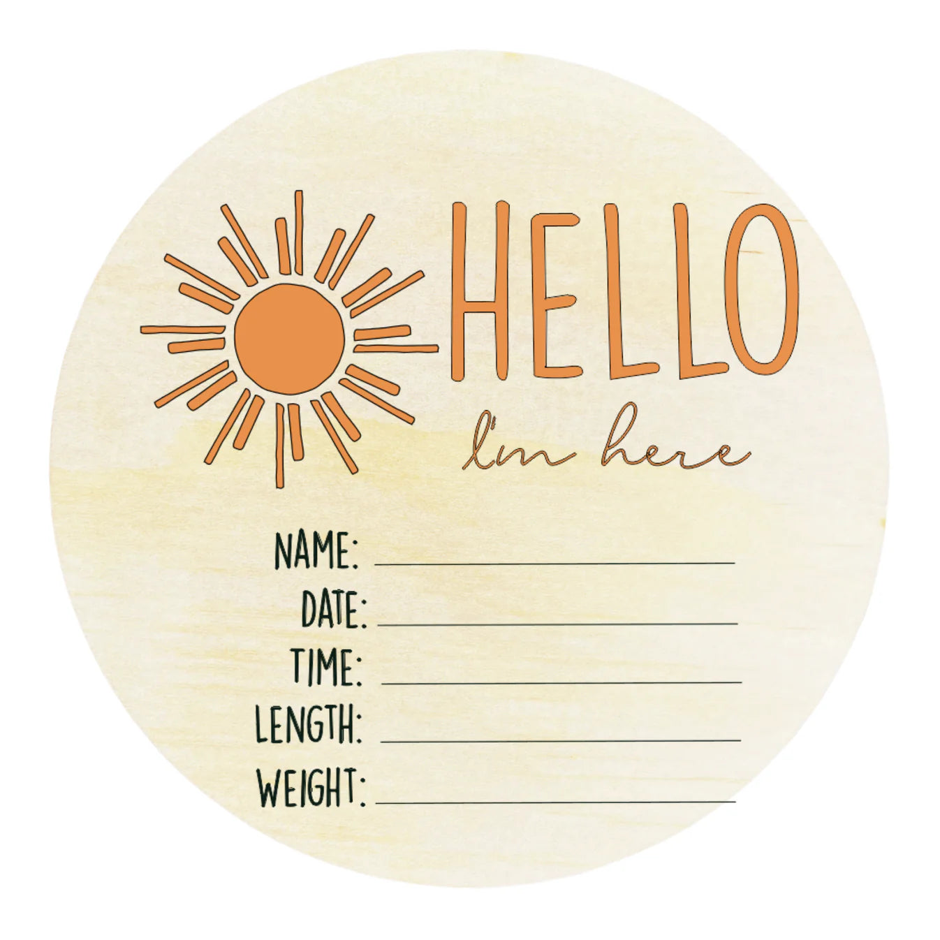 Timber Tinkers - Birth Disc | Hello I'm Here Sun Milestones Timber Tinkers 