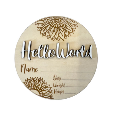 Timber Tinkers - Birth Disc | Hello World Sunflower Milestones Timber Tinkers 