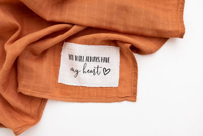 Timber Tinkers - Muslin Swaddle | You Will Always Have My Heart Rust Swaddles Timber Tinkers 