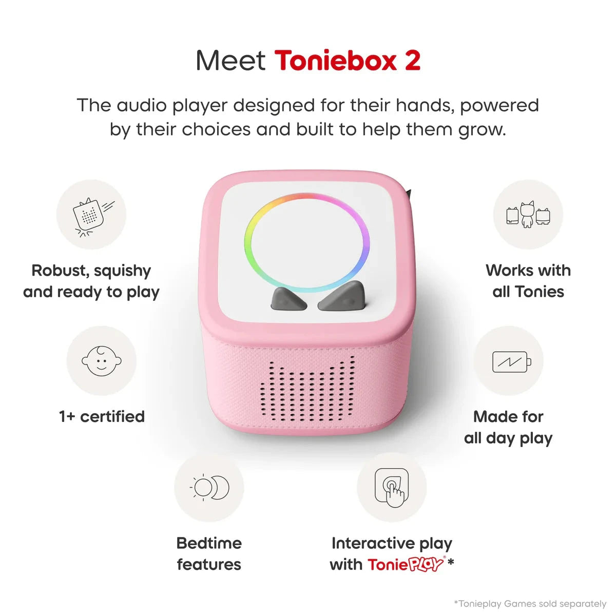 Tonies - Toniebox 2 Starter Set with Creative Tonie | Cloud Pink Musical Toy Tonies 