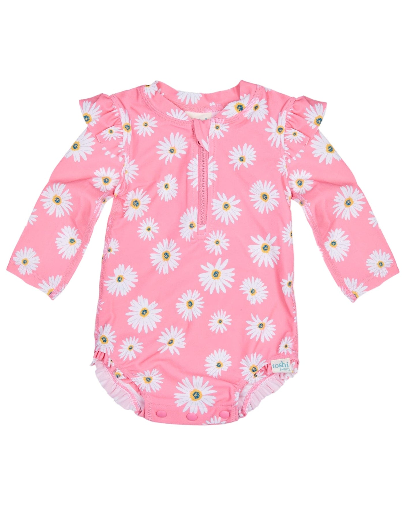 Toshi Ripple Swim LS Onesie - Daisy Watermelon One-Piece Swimsuit Toshi 