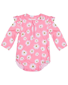 Toshi Ripple Swim LS Onesie - Daisy Watermelon