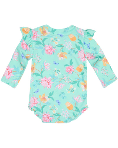 Toshi Ripple Swim LS Onesie - Waratah Mint One-Piece Swimsuit Toshi 