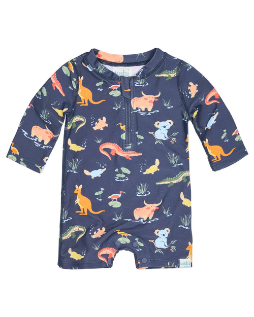 Toshi Splash Swim LS Onesie - Kakadu Moonlight