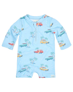 Toshi Splash Swim LS Onesie - Swell Seekers Sky