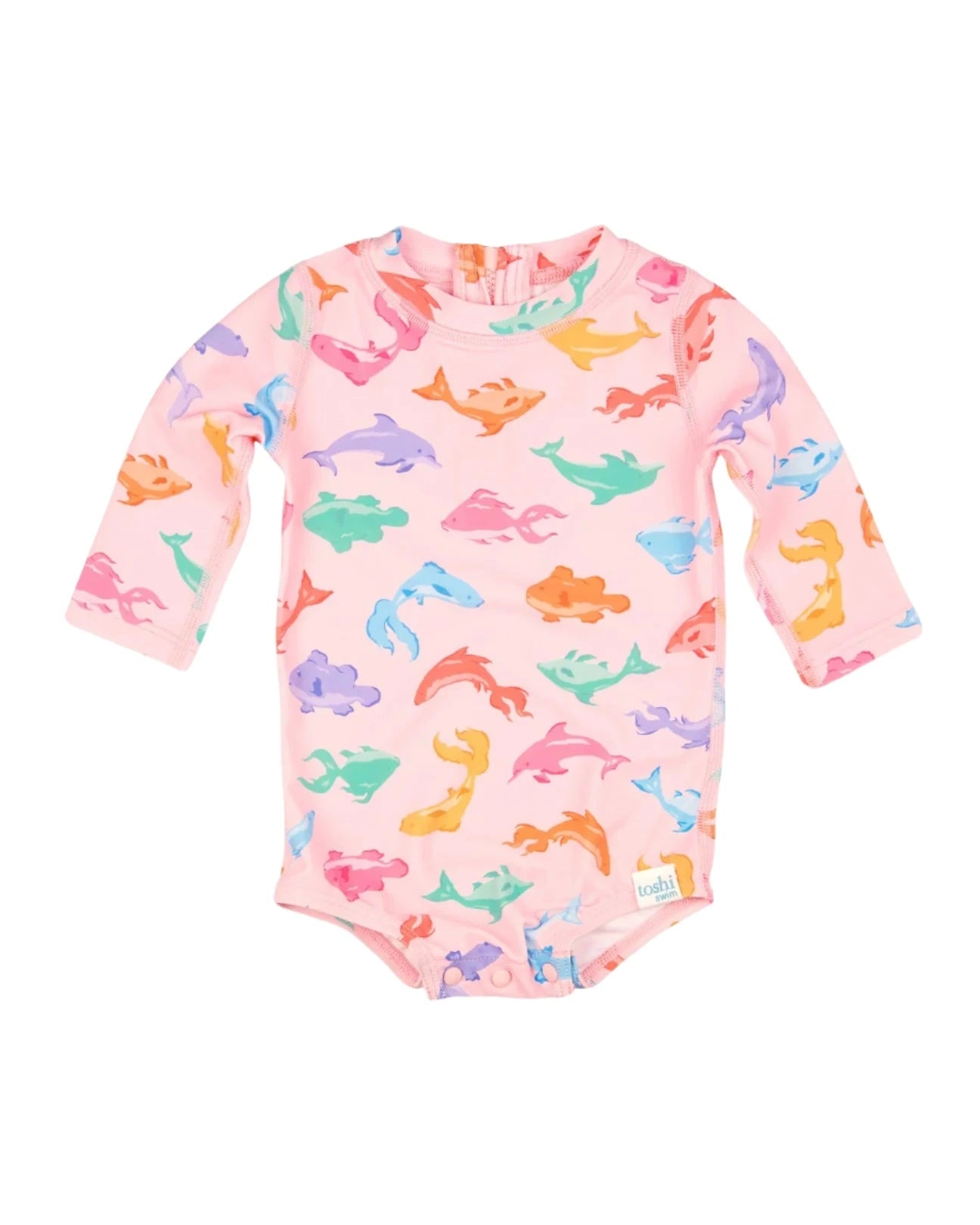 Toshi Swim Baby Long Sleeve Classic Onesie - Dishy Fishy One-Piece Swimsuit Toshi 