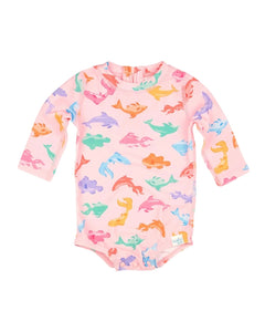 Toshi Swim Baby Long Sleeve Classic Onesie  - Dishy Fishy