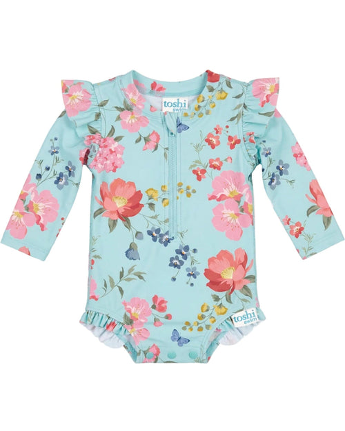 Toshi - Twinkle Long Sleeve Swim Onesie | Aqua Garden