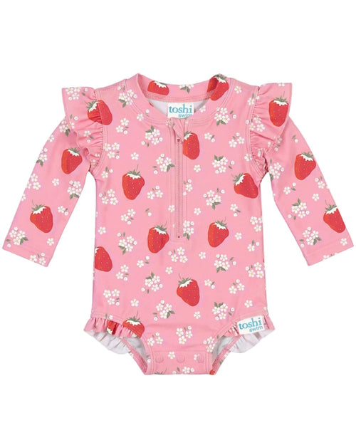 Toshi - Twinkle Long Sleeve Swim Onesie | Strawberry