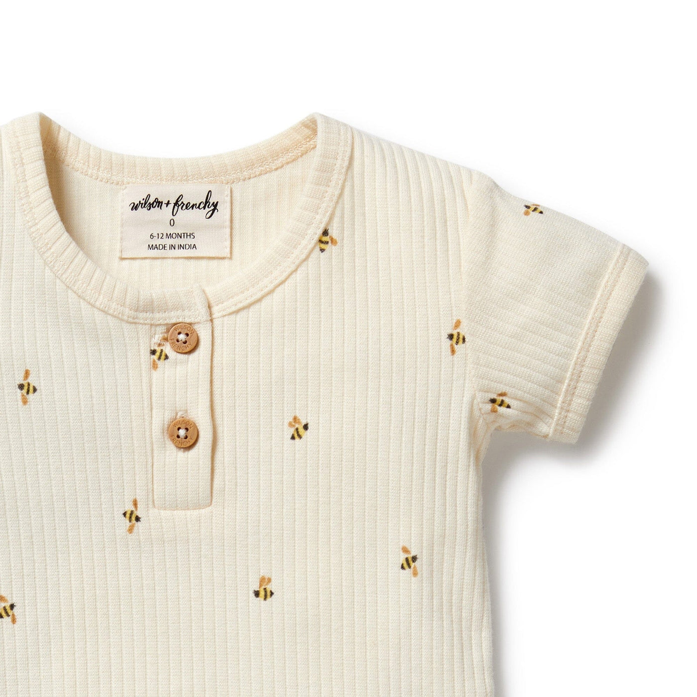 Wilson & Frenchy - Bee Mine Organic Henley Bodysuit Bodysuit Wilson & Frenchy 