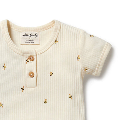 Wilson & Frenchy - Bee Mine Organic Henley Bodysuit Bodysuit Wilson & Frenchy 