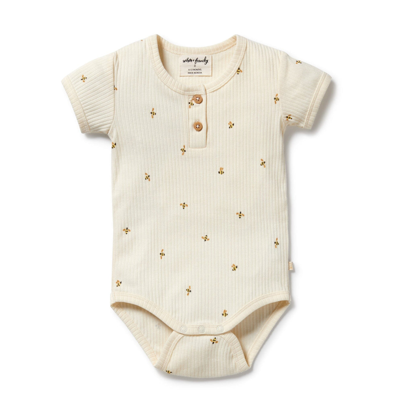 Wilson & Frenchy - Bee Mine Organic Henley Bodysuit Bodysuit Wilson & Frenchy 