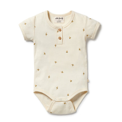 Wilson & Frenchy - Bee Mine Organic Henley Bodysuit Bodysuit Wilson & Frenchy 