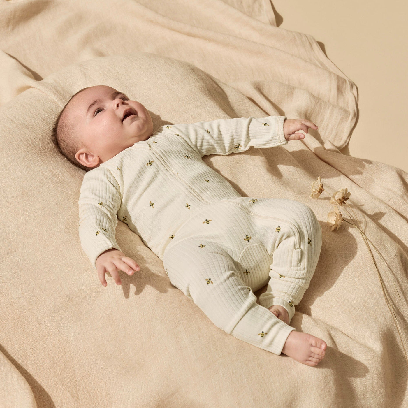Wilson & Frenchy - Bee Mine Organic Zipsuit with Feet Zipsuit Wilson & Frenchy 