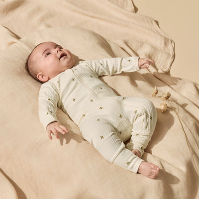 Wilson & Frenchy - Bee Mine Organic Zipsuit with Feet Zipsuit Wilson & Frenchy 