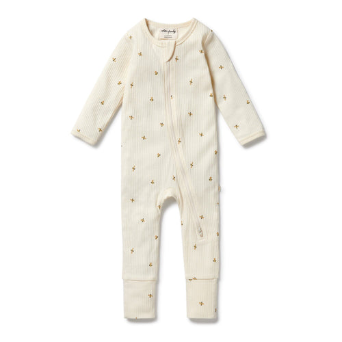 Wilson & Frenchy - Organic Zipsuit with Feet | Bee Mine