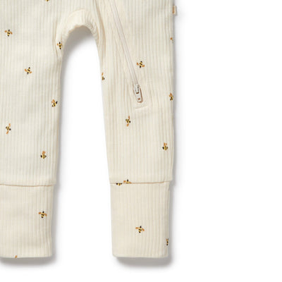Wilson & Frenchy - Bee Mine Organic Zipsuit with Feet Zipsuit Wilson & Frenchy 