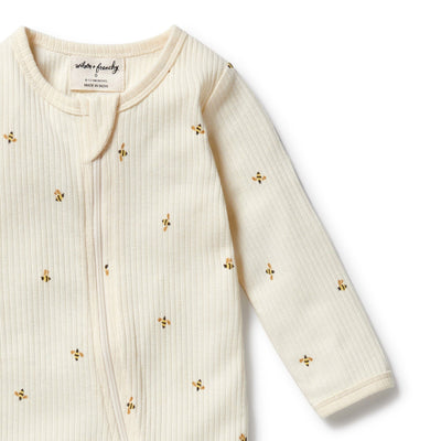 Wilson & Frenchy - Bee Mine Organic Zipsuit with Feet Zipsuit Wilson & Frenchy 