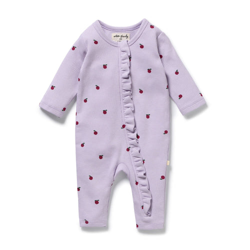 Wilson & Frenchy - Berry Plums Organic Waffle Ruffle Zipsuit