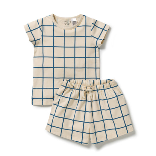 Wilson & Frenchy - Bright Blue Check Organic Short Sleeved Pyjamas