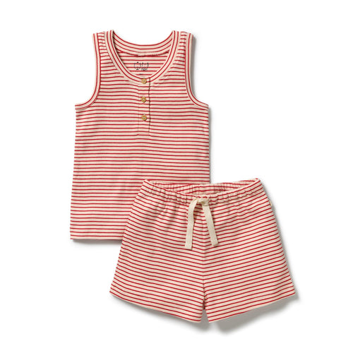 Wilson & Frenchy - Candy Cane Organic Stripe Rib Pyjamas