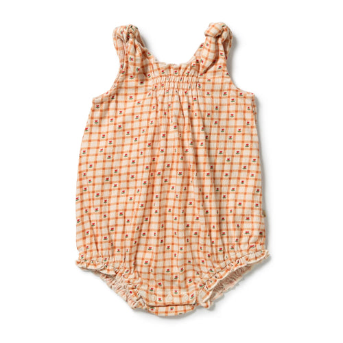 Wilson & Frenchy - Checkerberry Organic Crinkle Tie Playsuit