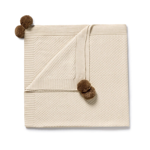 Wilson & Frenchy - Cream Organic Knitted Bubble Blanket