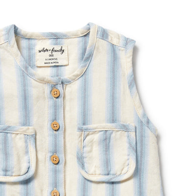 Wilson & Frenchy - Deep Blue Stripe Organic Growsuit Growsuit Wilson & Frenchy 