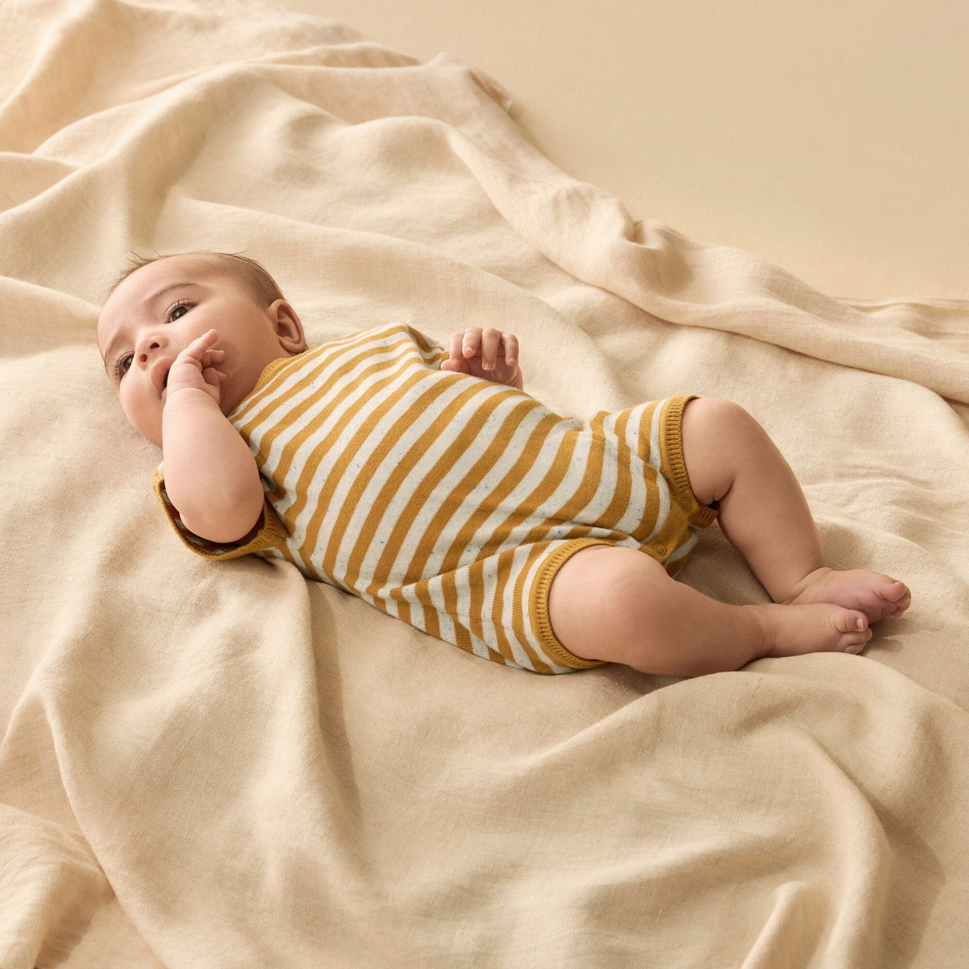 Wilson & Frenchy - Golden Wave Stripe Organic Knitted Growsuit Growsuit Wilson & Frenchy 