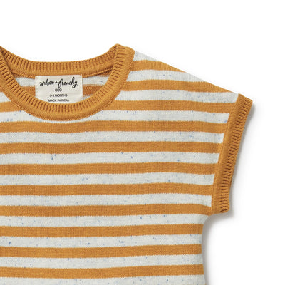Wilson & Frenchy - Golden Wave Stripe Organic Knitted Growsuit Growsuit Wilson & Frenchy 