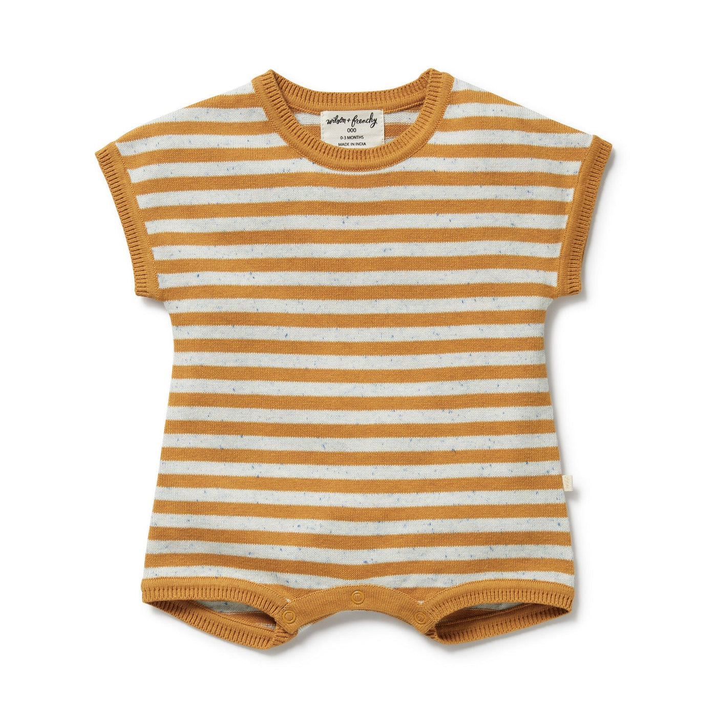 Wilson & Frenchy - Golden Wave Stripe Organic Knitted Growsuit Growsuit Wilson & Frenchy 