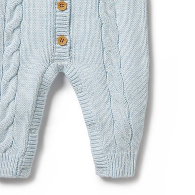 Wilson & Frenchy Knitted Cable Growsuit - Bluebell Fleck Growsuit Wilson & Frenchy 