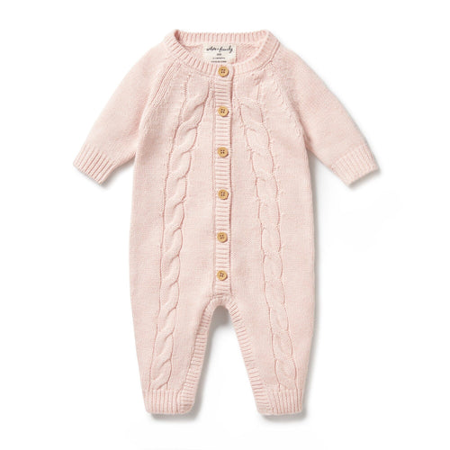 Wilson & Frenchy Knitted Cable Growsuit - Pink