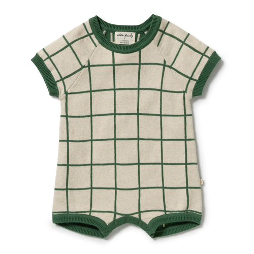 Wilson & Frenchy - Lagoon Organic Knitted Check Growsuit