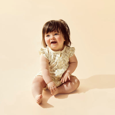 Wilson & Frenchy - Lemon Leaf Organic Ruffle Zipsuit Zipsuit Wilson & Frenchy 