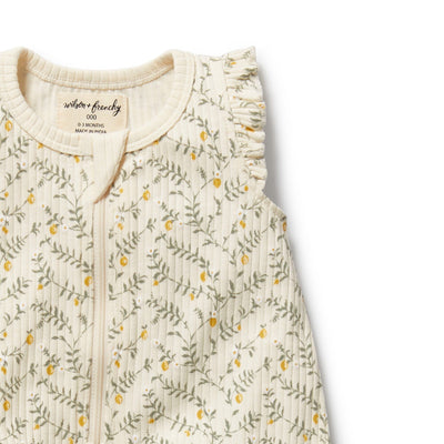 Wilson & Frenchy - Lemon Leaf Organic Ruffle Zipsuit Zipsuit Wilson & Frenchy 