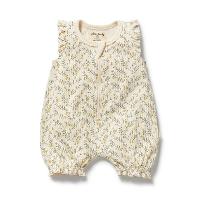 Wilson & Frenchy - Lemon Leaf Organic Ruffle Zipsuit Zipsuit Wilson & Frenchy 