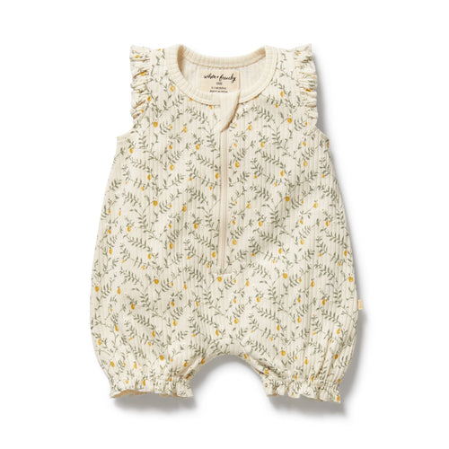 Wilson & Frenchy - Organic Ruffle Zipsuit | Lemon Leaf