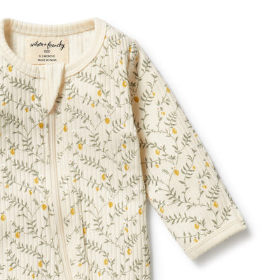 Wilson & Frenchy - Lemon Leaf Organic Zipsuit with Feet Zipsuit Wilson & Frenchy 