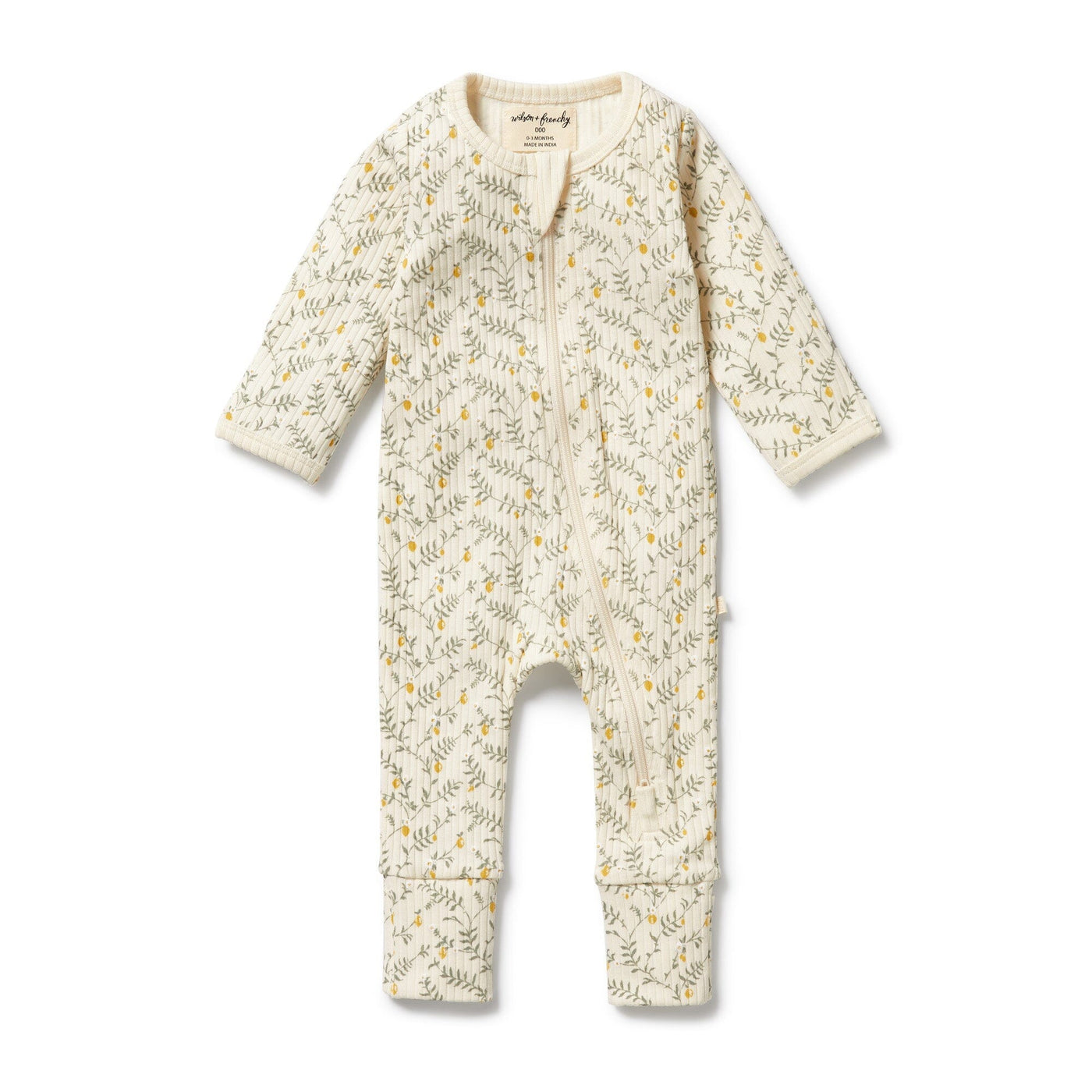 Wilson & Frenchy - Lemon Leaf Organic Zipsuit with Feet Zipsuit Wilson & Frenchy 