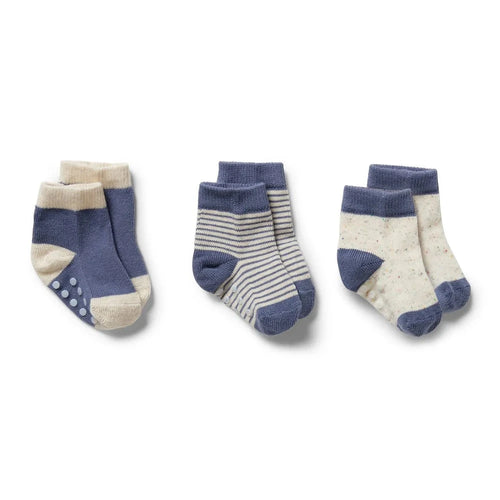 Wilson & Frenchy - Organic 3 Pack Baby Socks | Blue
